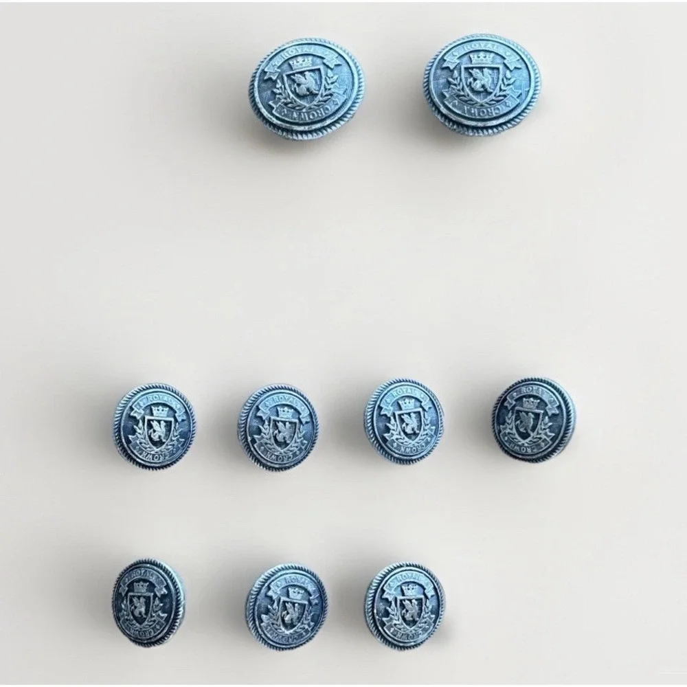 Royal Crown &‎ Shield Gunmetal Button Set +1 Extra Replacement For Blazer Jacket
